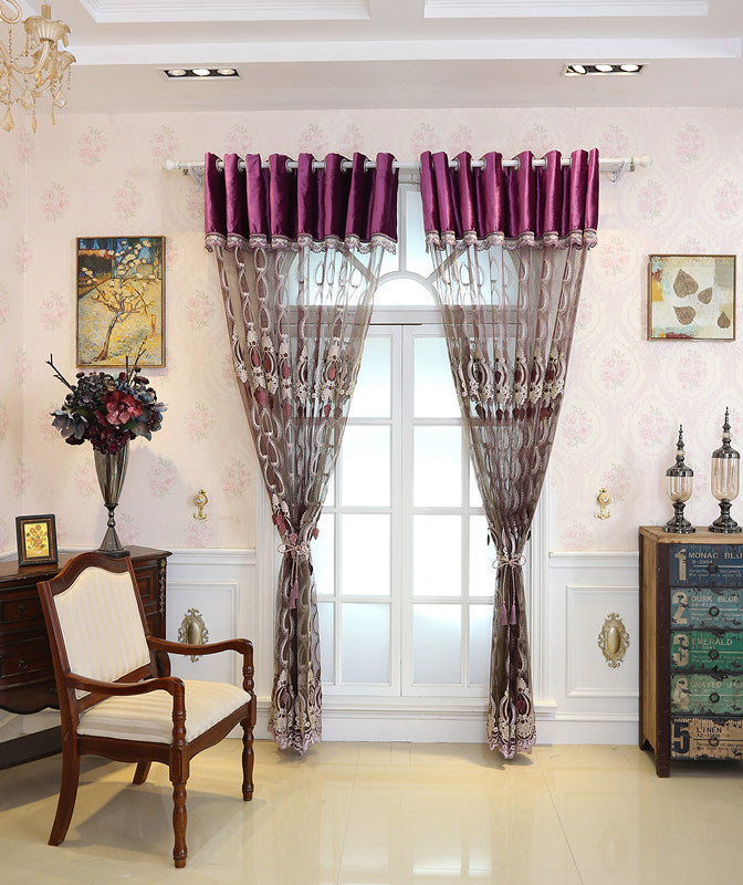 Italian Shading Embossed Embroidered Window Screens For Living Room And Bedroom