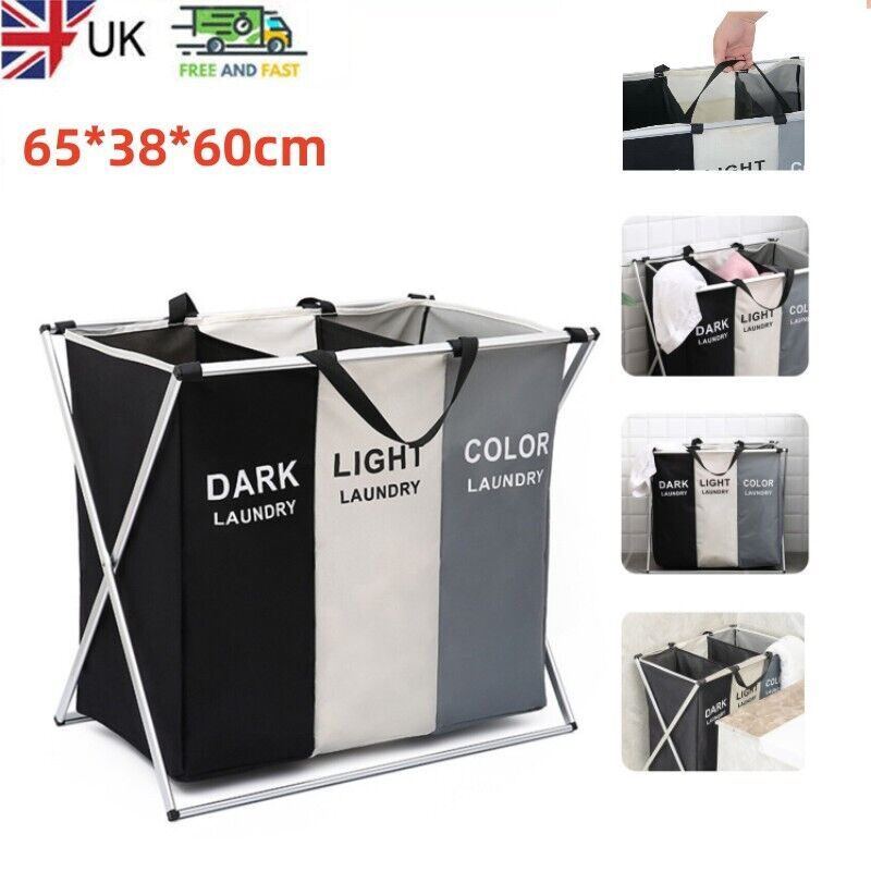 Aluminium Large Laundry Washing Basket Hamper Light Dark