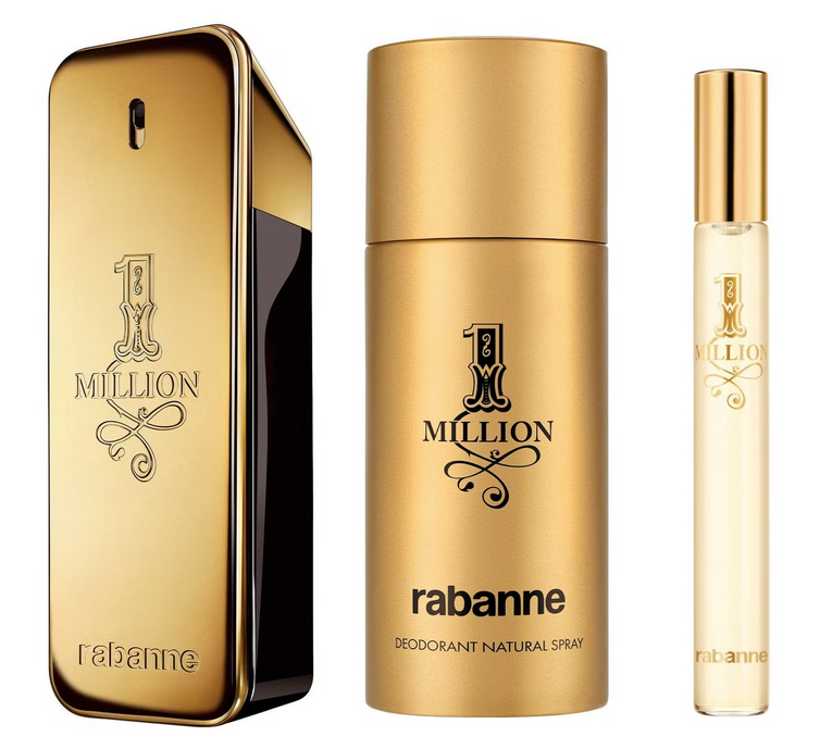 Paco Rabanne 1 Million Gift Set 100ml EDT + 150ml Deodorant Spray + 10ml EDT
