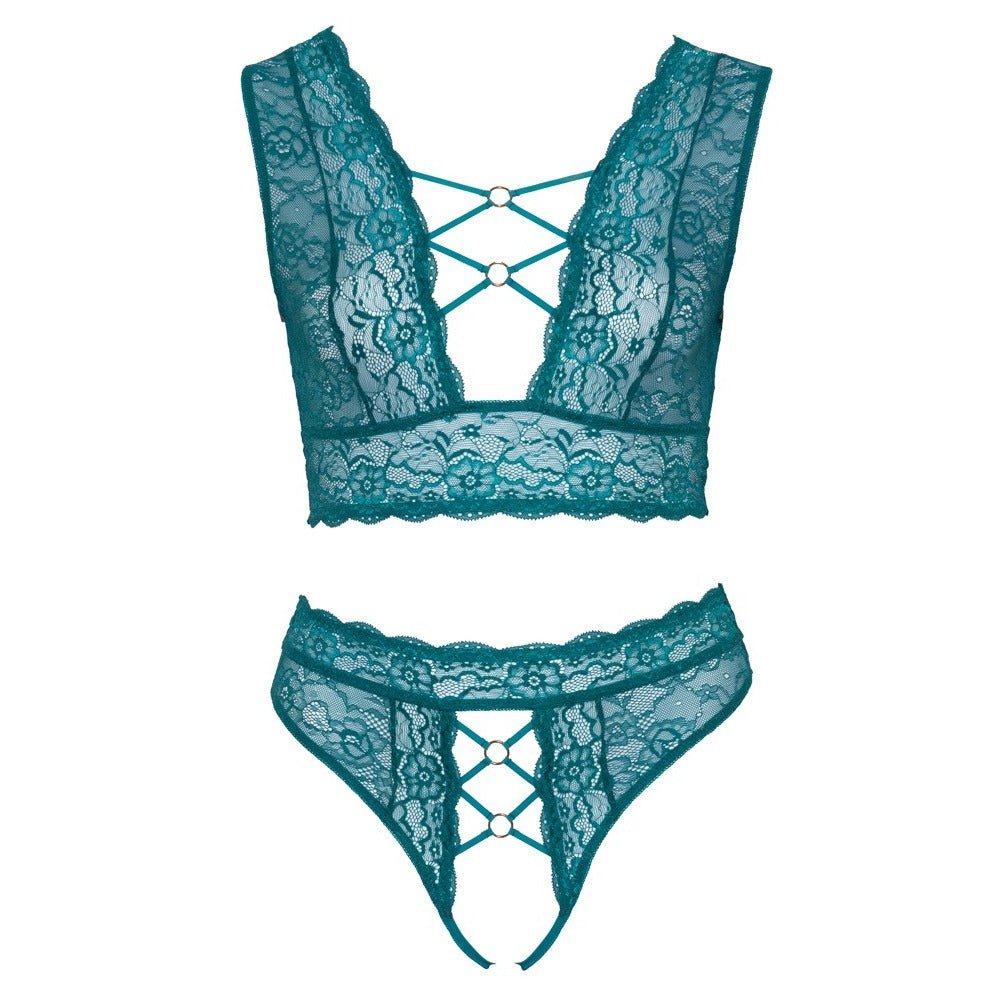 Cottelli Curves Bralette and Crotchless Thong Set Size: XXXL