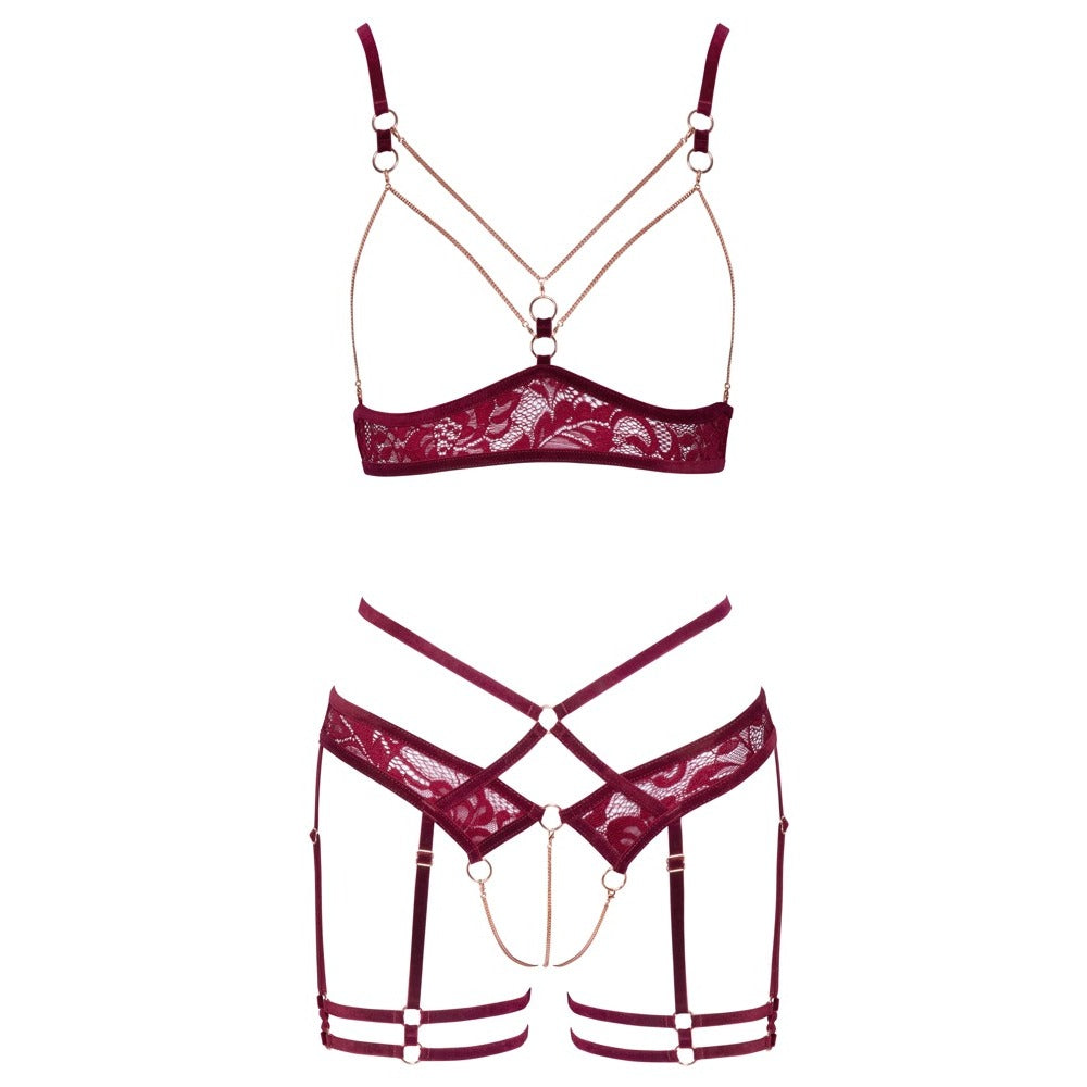 Abierta Fina Open Red Lace Set Size: Small