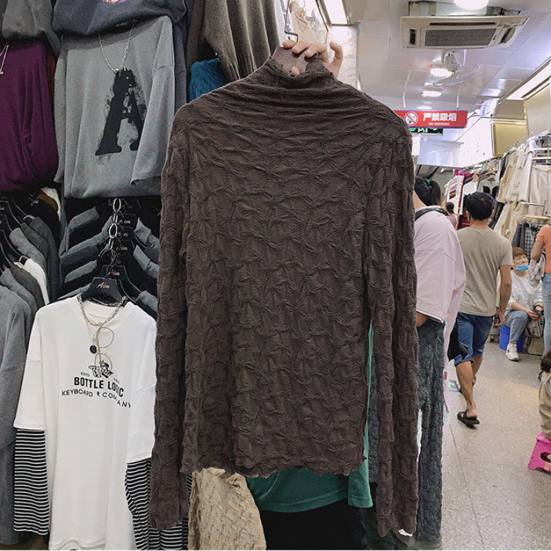 Autumn And Winter Brown Long-sleeved Top Slim Fit
