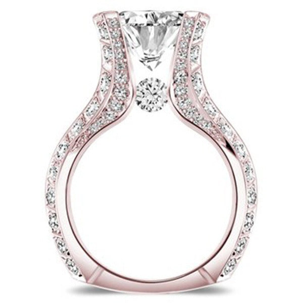 Rose Gold Oval Shaped Zircon Engagement Ring