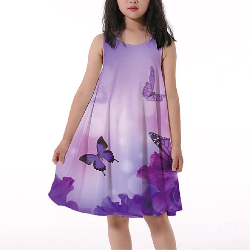 3D Rainbow Print Girls' Dress