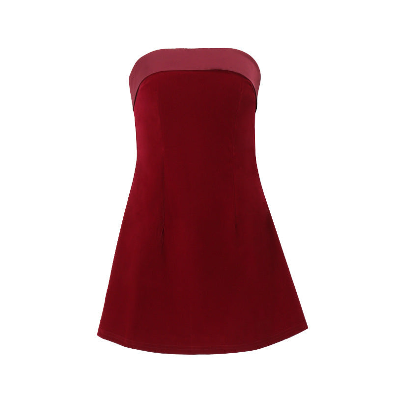 Slim Tube-Top A-Line Short Dress for Parties and Evenings