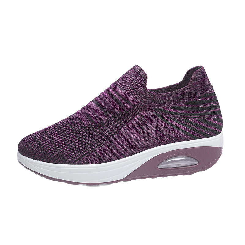 Stripe Design Mesh Slip On Air Cushion Trainers