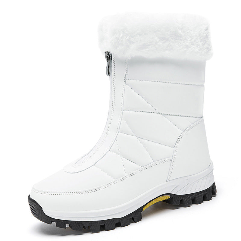 Waterproof Mid-calf Front Zipper Snow Boots