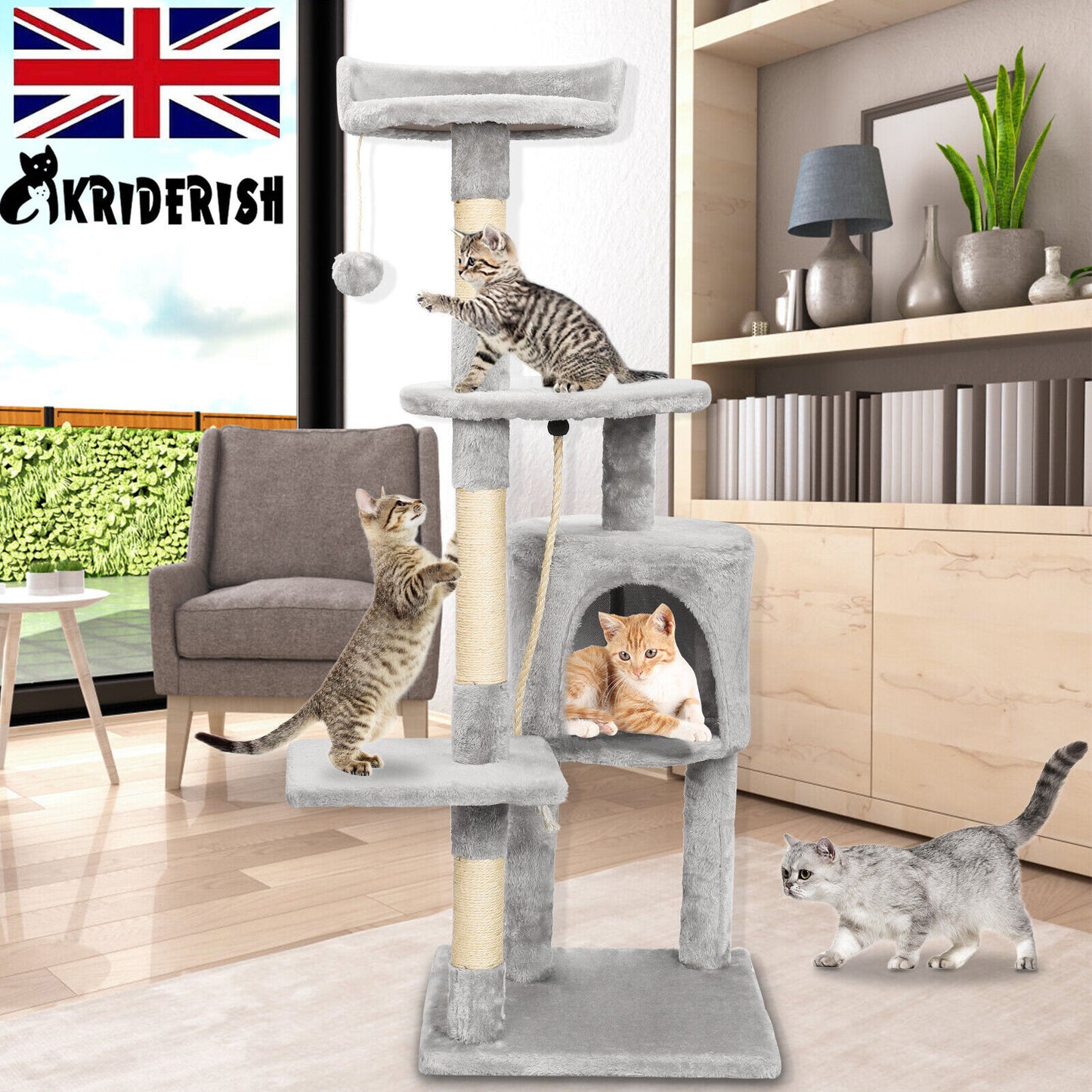 Large 4-story Cat Climbing Frame Scratching Post