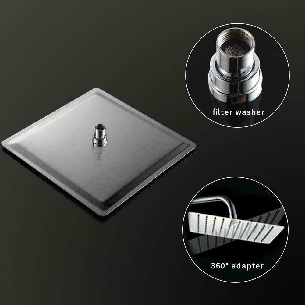 12" Large Chrome Square Stainless Steel Rainfall Overhead Bathroom Shower Head