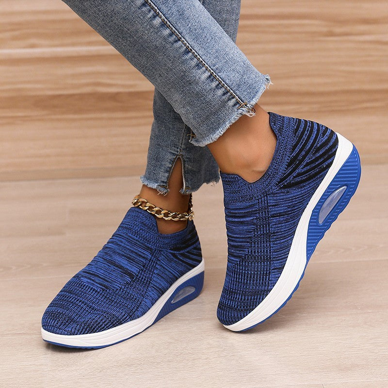 Stripe Design Mesh Slip On Air Cushion Trainers