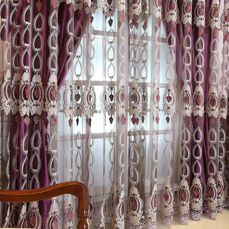 Italian Shading Embossed Embroidered Window Screens For Living Room And Bedroom