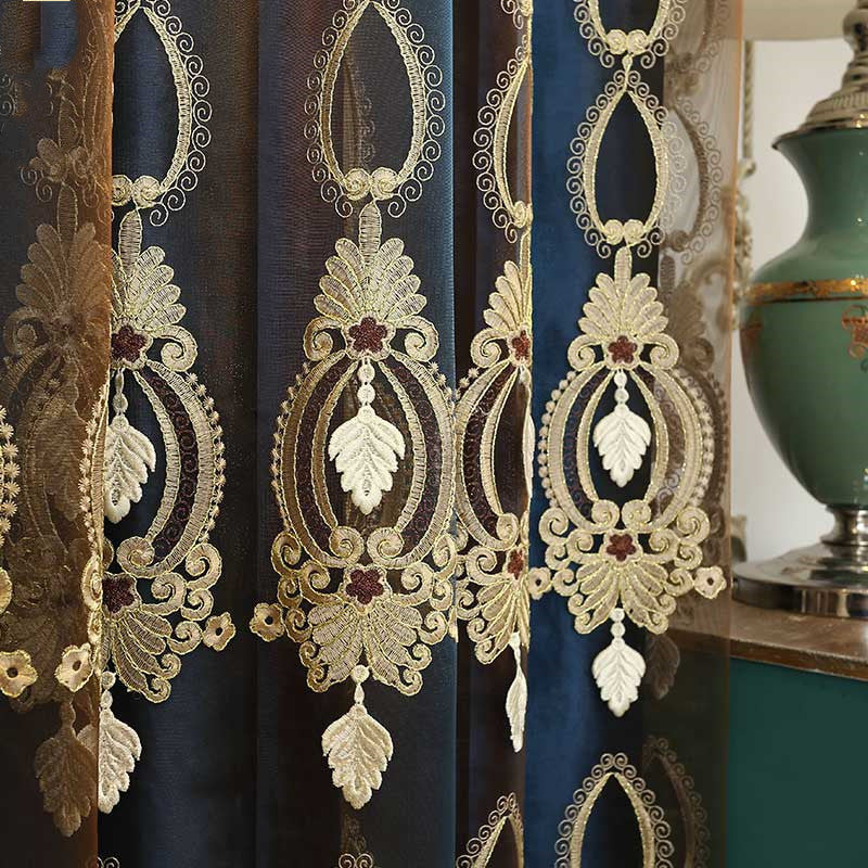 Italian Shading Embossed Embroidered Window Screens For Living Room And Bedroom