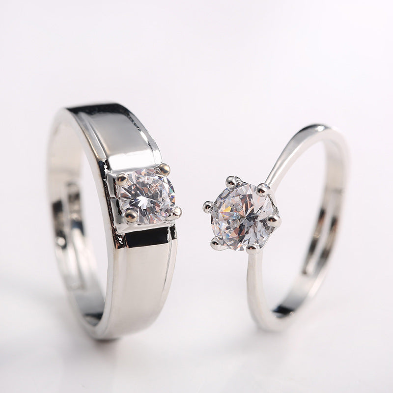 Diamond Simulation Couple's Ring Moissanite