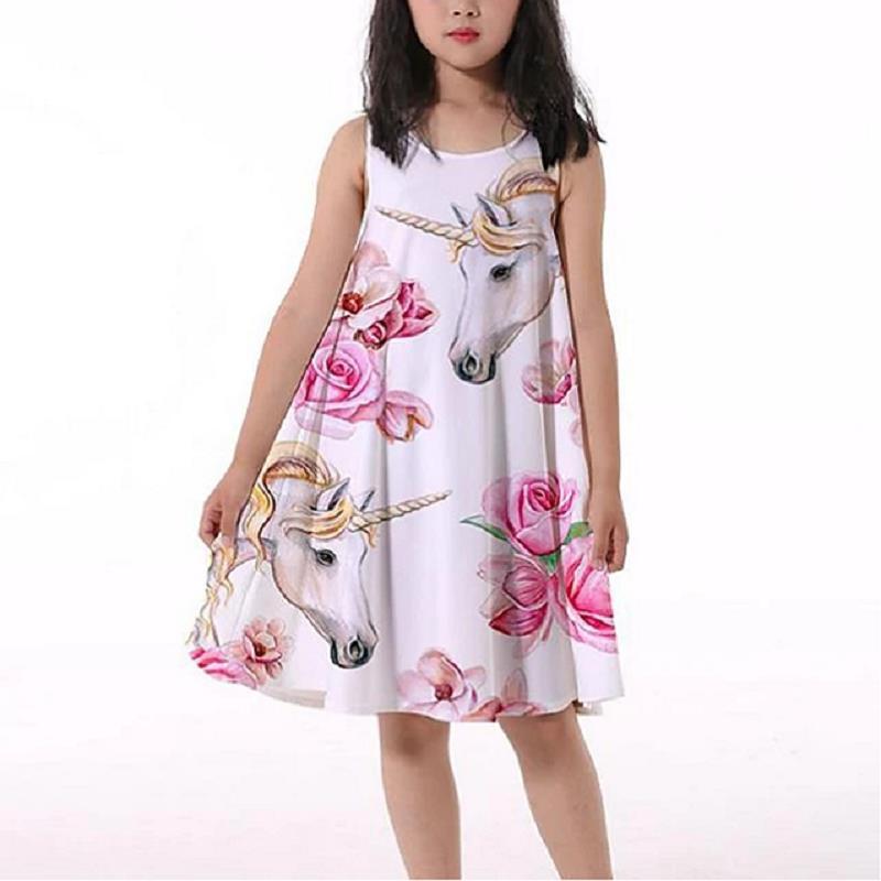 3D Rainbow Print Girls' Dress