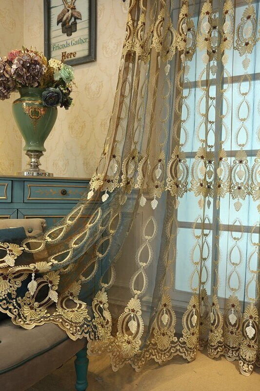 Italian Shading Embossed Embroidered Window Screens For Living Room And Bedroom