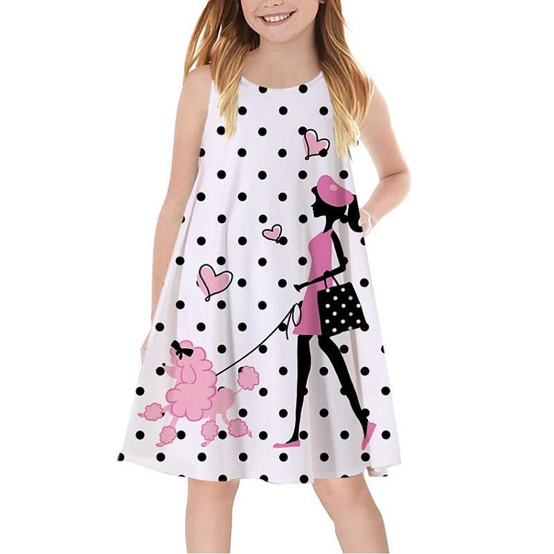 3D Rainbow Print Girls' Dress