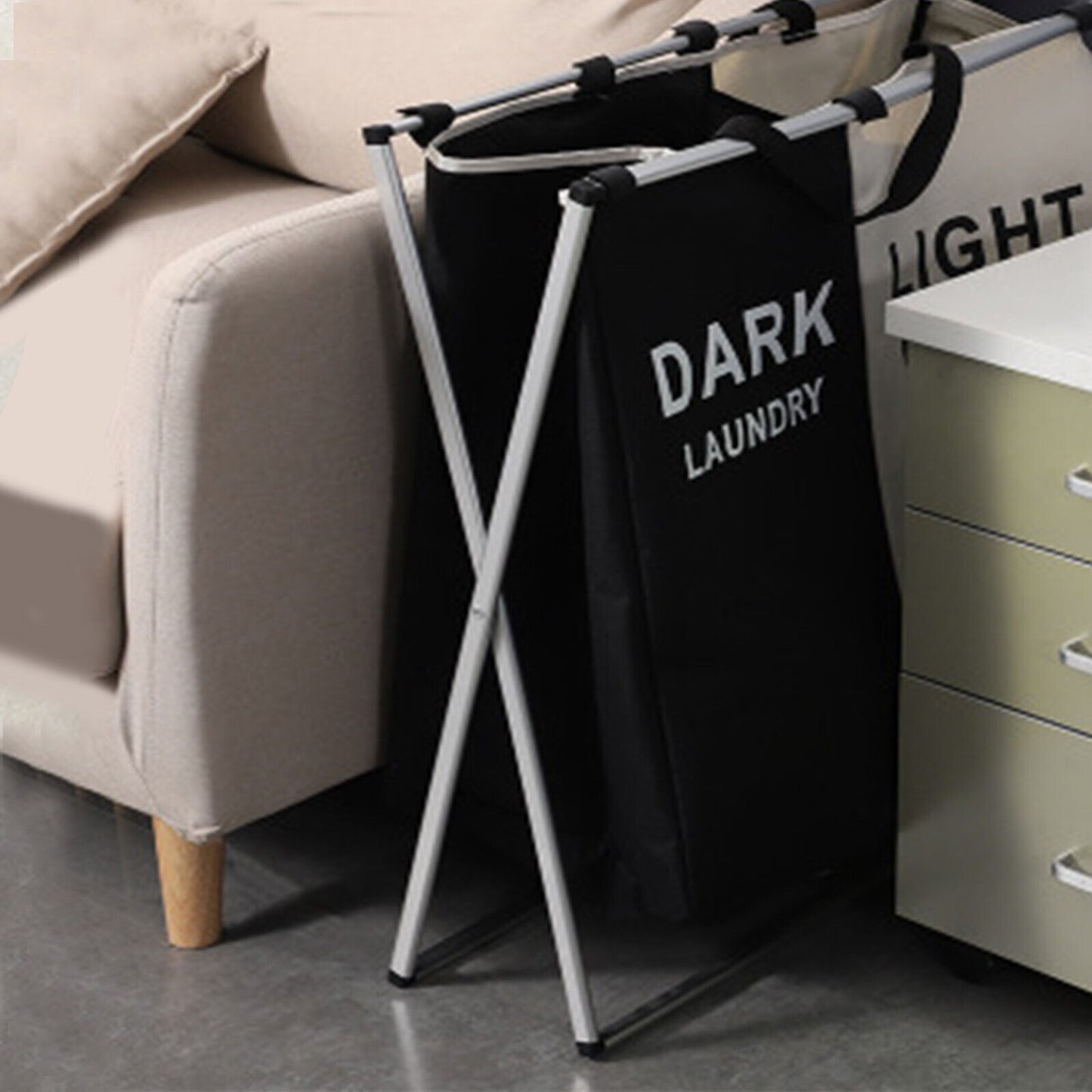 Aluminium Large Laundry Washing Basket Hamper Light Dark