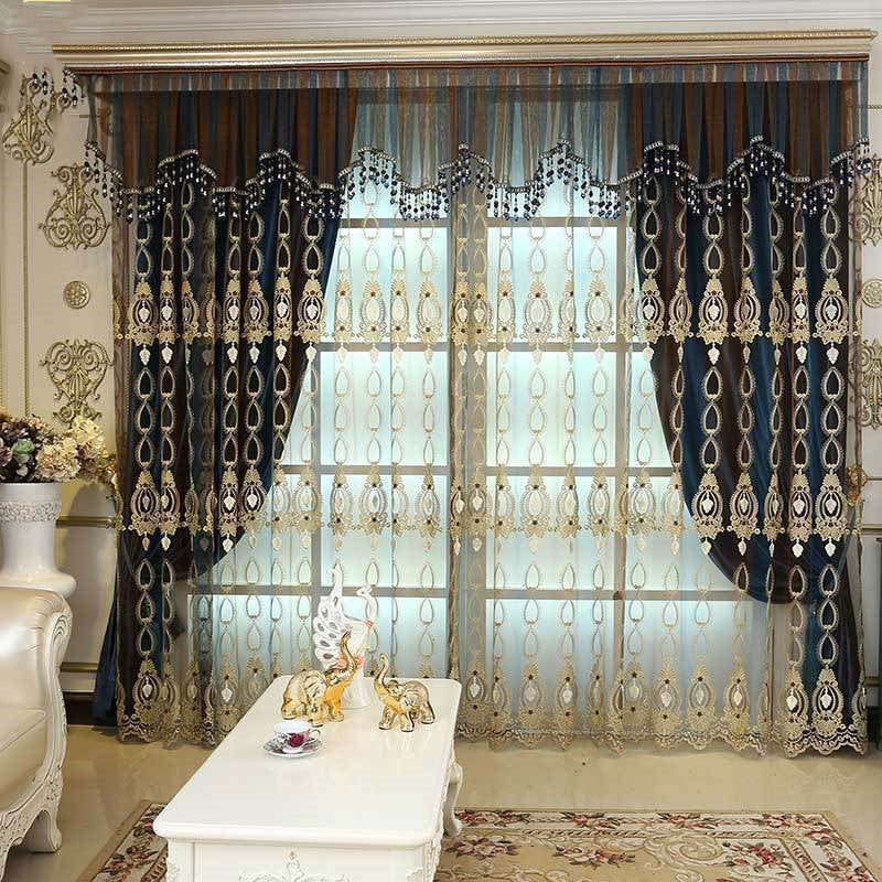 Italian Shading Embossed Embroidered Window Screens For Living Room And Bedroom