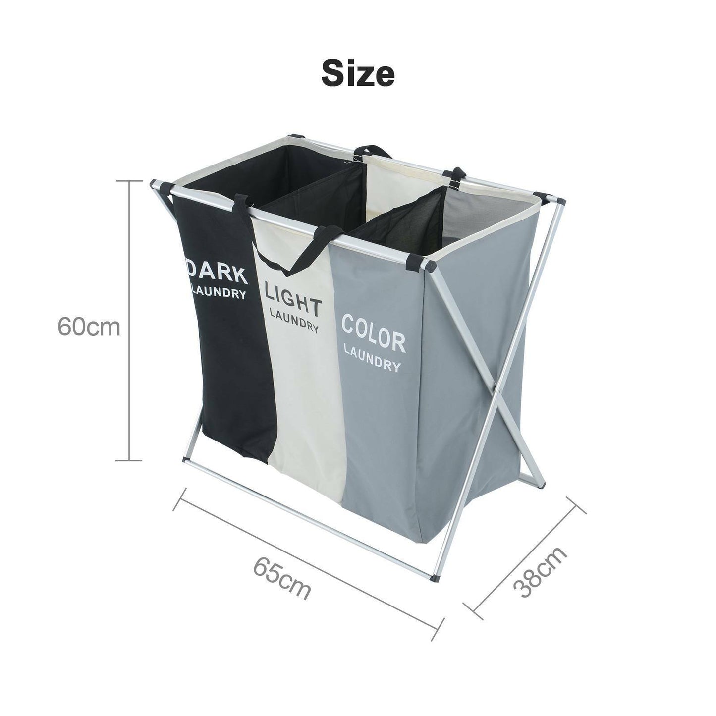 Aluminium Large Laundry Washing Basket Hamper Light Dark