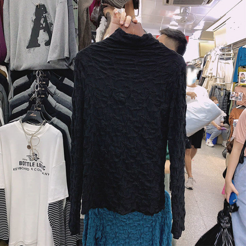 Autumn And Winter Brown Long-sleeved Top Slim Fit