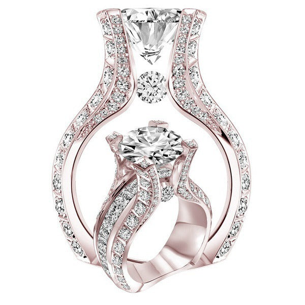 Rose Gold Oval Shaped Zircon Engagement Ring