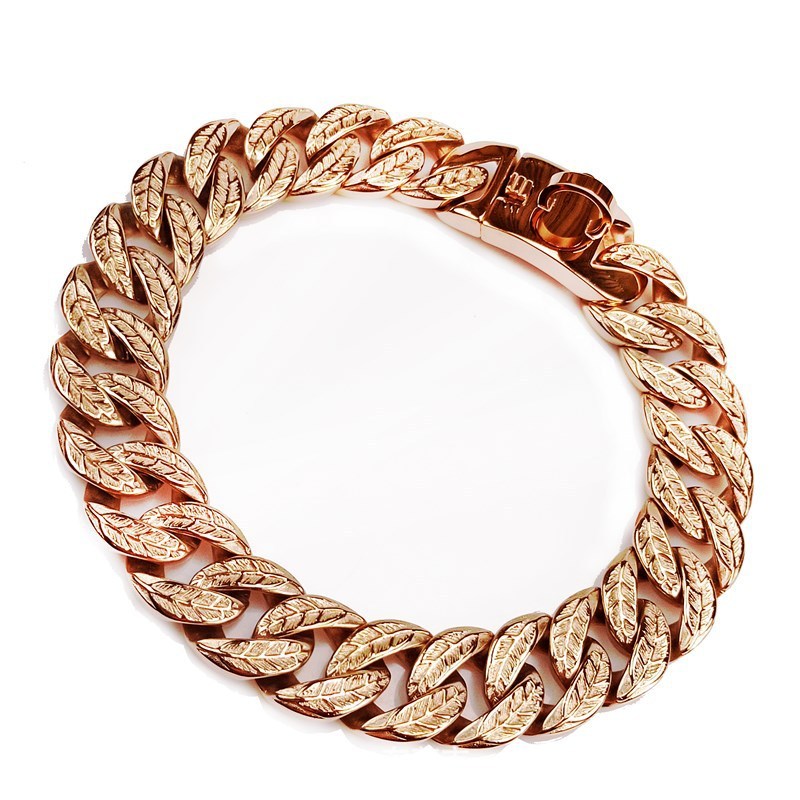 32MM Tree Leaf Shape Stainless Steel Chain Dog Collar