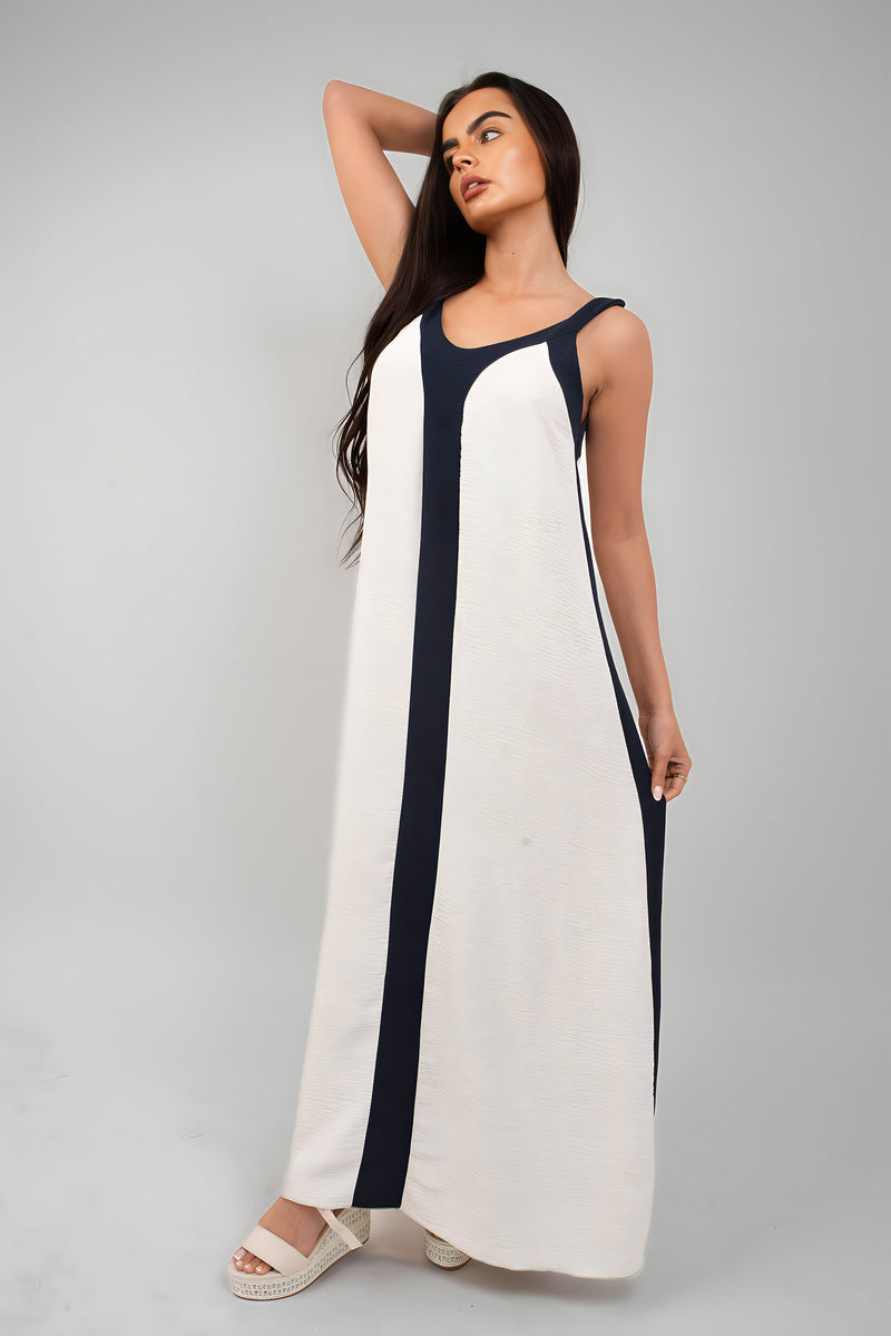 Two-Tone Sleeveless Cami Maxi Dress