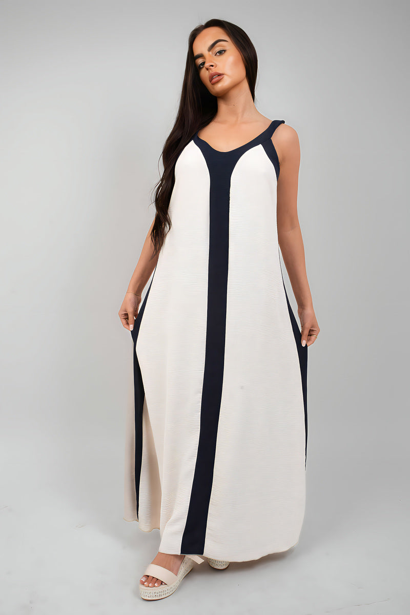 Two-Tone Sleeveless Cami Maxi Dress