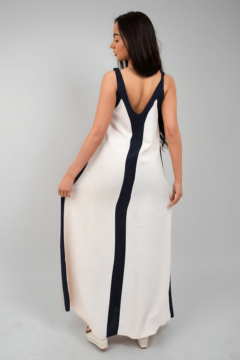 Two-Tone Sleeveless Cami Maxi Dress