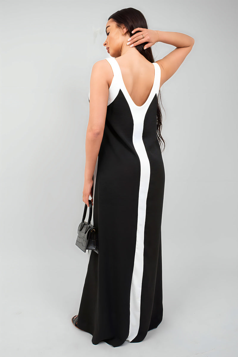 Two-Tone Sleeveless Cami Maxi Dress