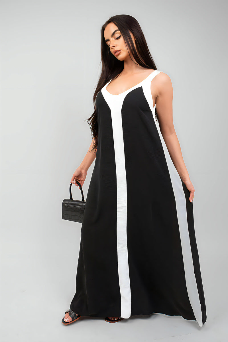 Two-Tone Sleeveless Cami Maxi Dress