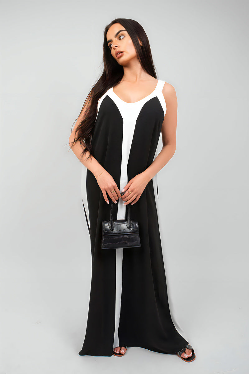 Two-Tone Sleeveless Cami Maxi Dress