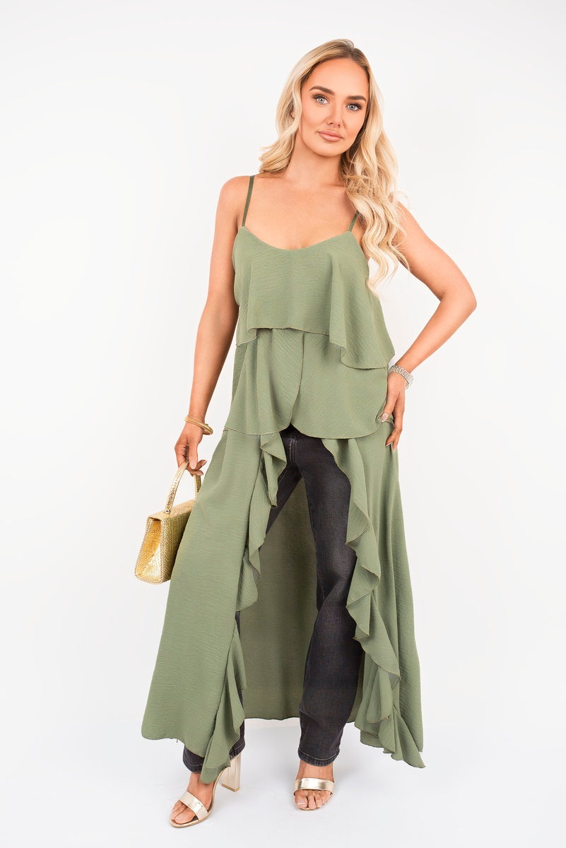 Layered Cami Top with Asymmetric Hem