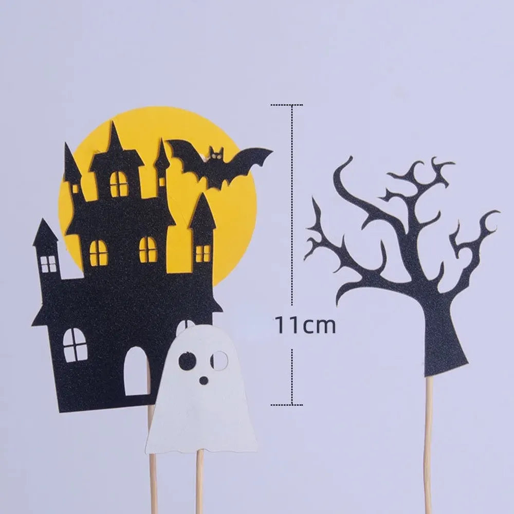 Décoration de gâteau de sorcière d'Halloween Fournitures de décoration de fête d'Halloween heureuses Décorations de cupcakes de maison fantôme de fille Outils de décoration de gâteaux