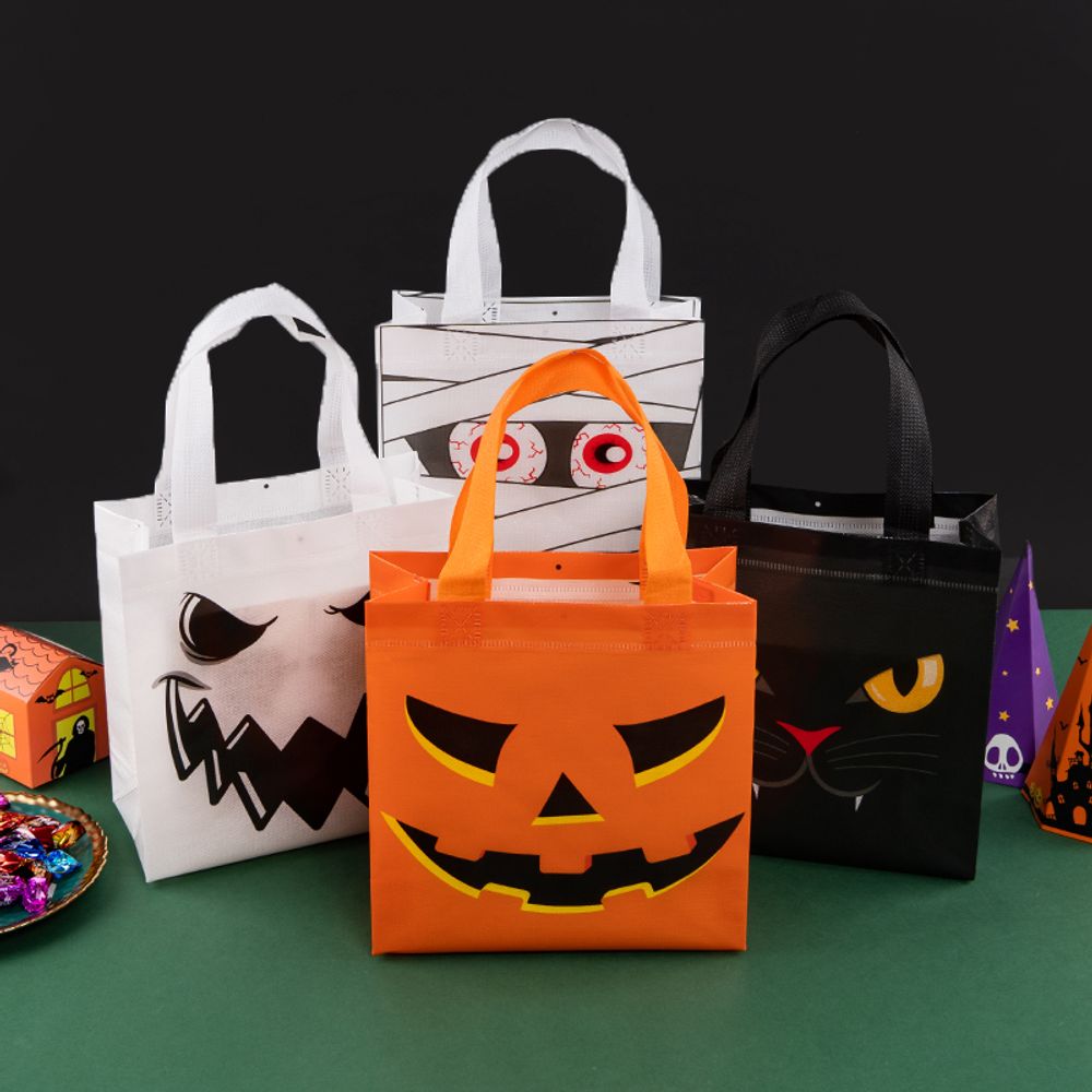 Lot de 12/30 sacs fourre-tout d'Halloween non tissés, emballage de courses, collation, festival de sorcières effrayantes, fête d'enfants, bonbons, cadeaux, fournitures en gros