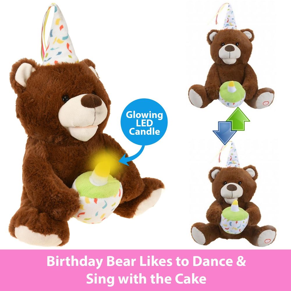 Musical Birthday Bear: Singing & Swinging Plush Toy for Joyful Celebrations!