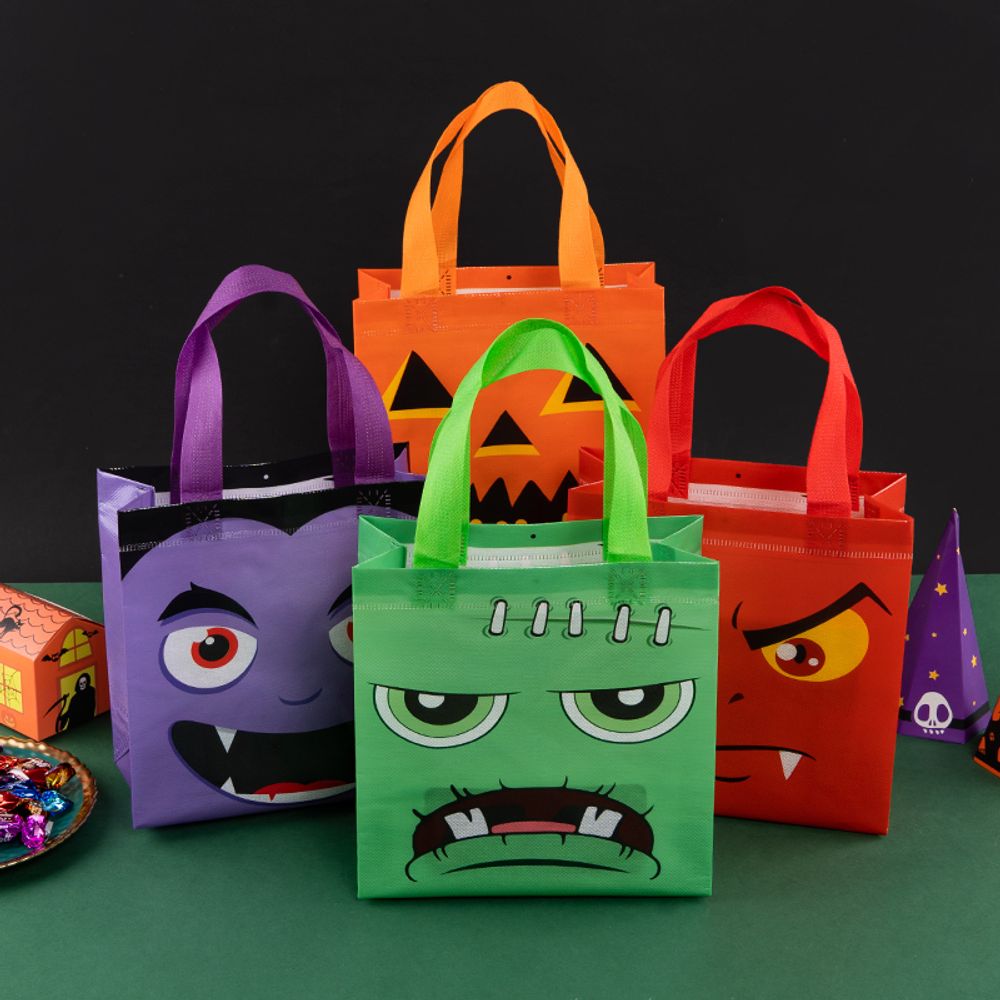 Lot de 12/30 sacs fourre-tout d'Halloween non tissés, emballage de courses, collation, festival de sorcières effrayantes, fête d'enfants, bonbons, cadeaux, fournitures en gros
