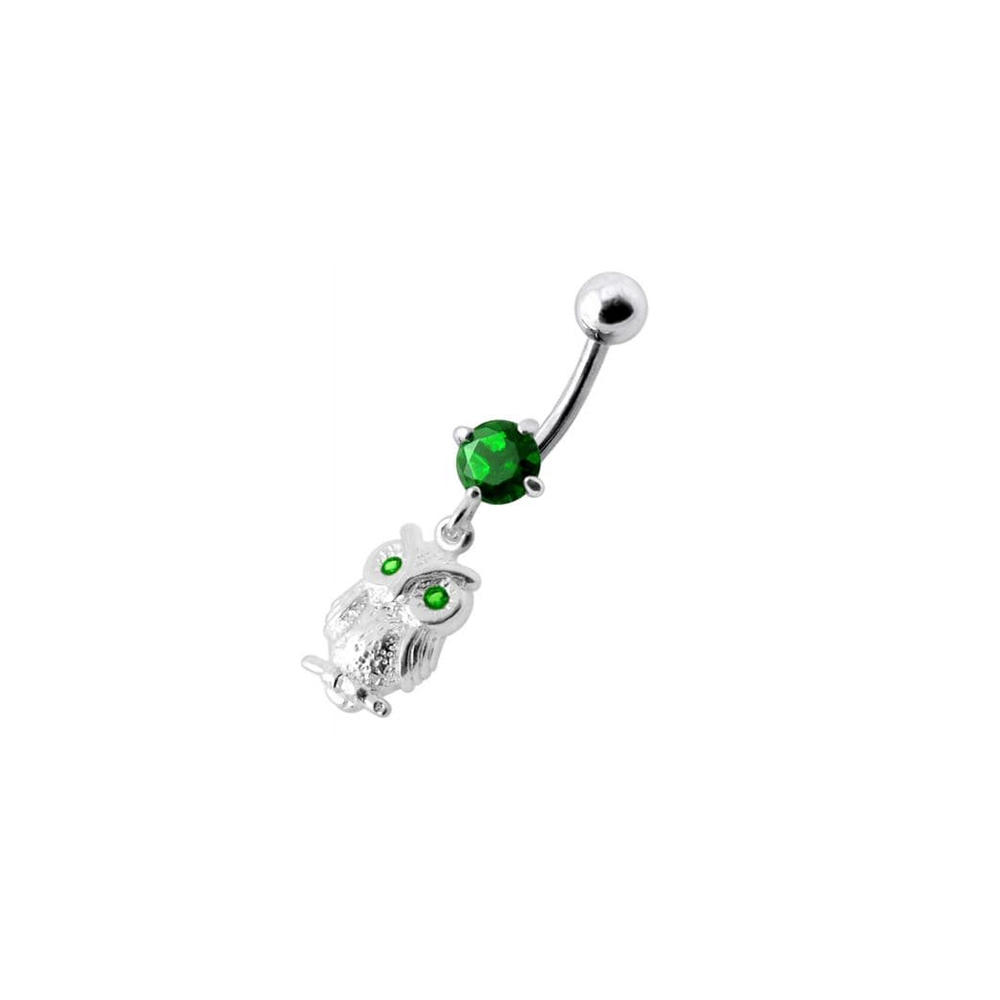 Anneau de nombril en forme de hibou avec bijoux