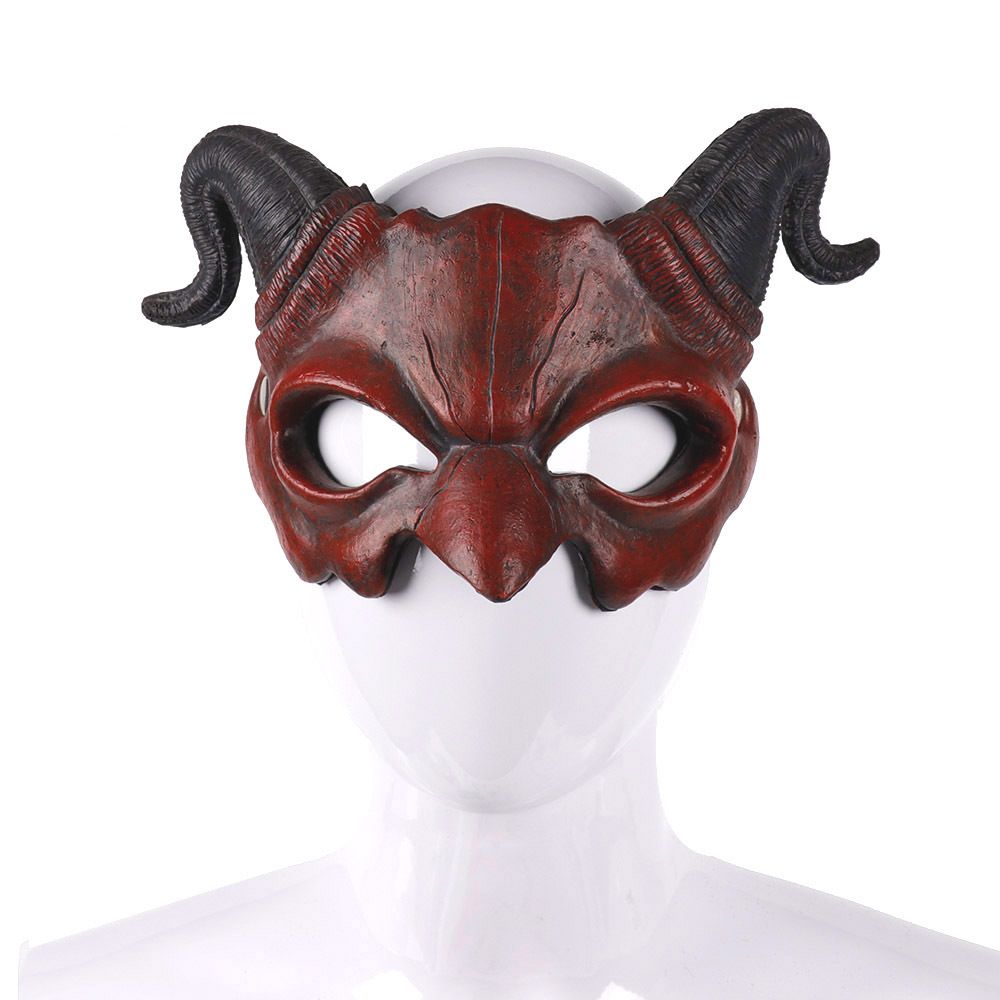 Masque de démon d'Halloween, cornes de diable, demi-masque de fête, cosplay, horreur, monstre, mascarade, effrayant, maison hantée, accessoires, masque en PU, décoration