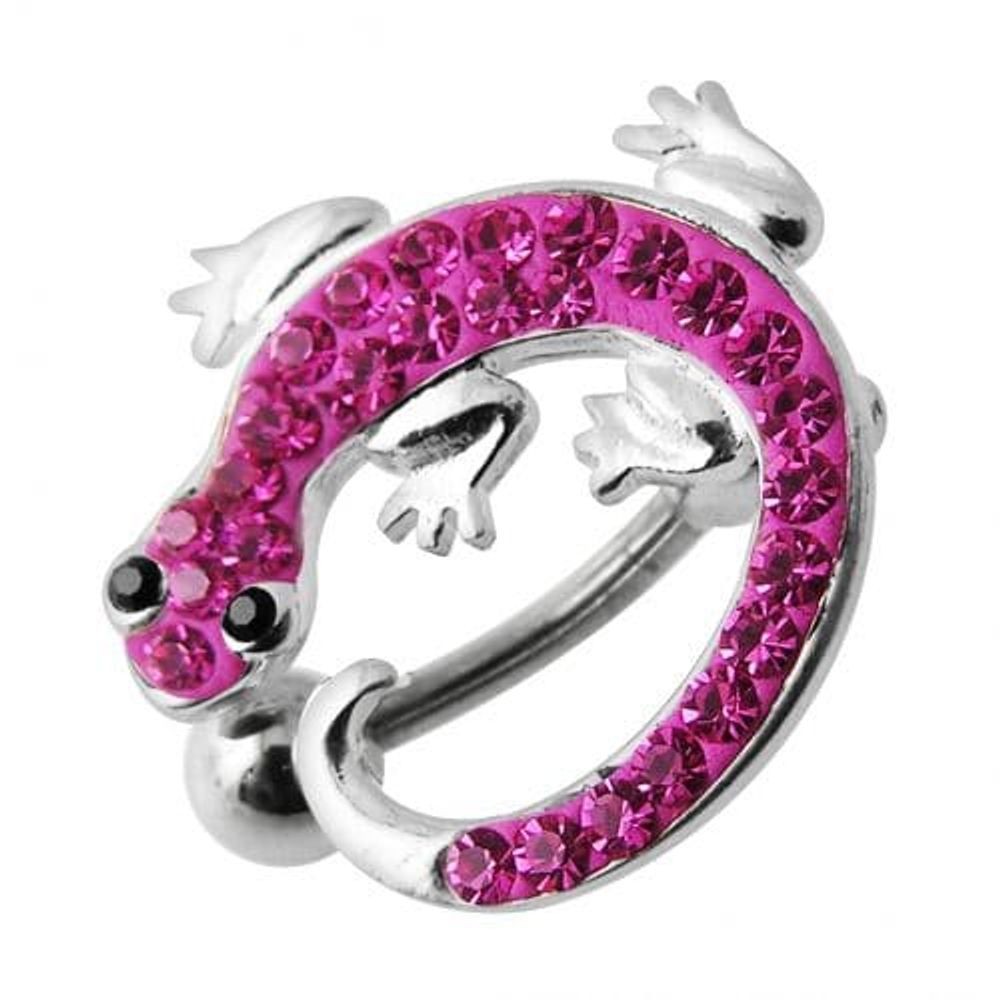 Anneau de nombril pendant en forme de lézard coloré avec bijoux fantaisie