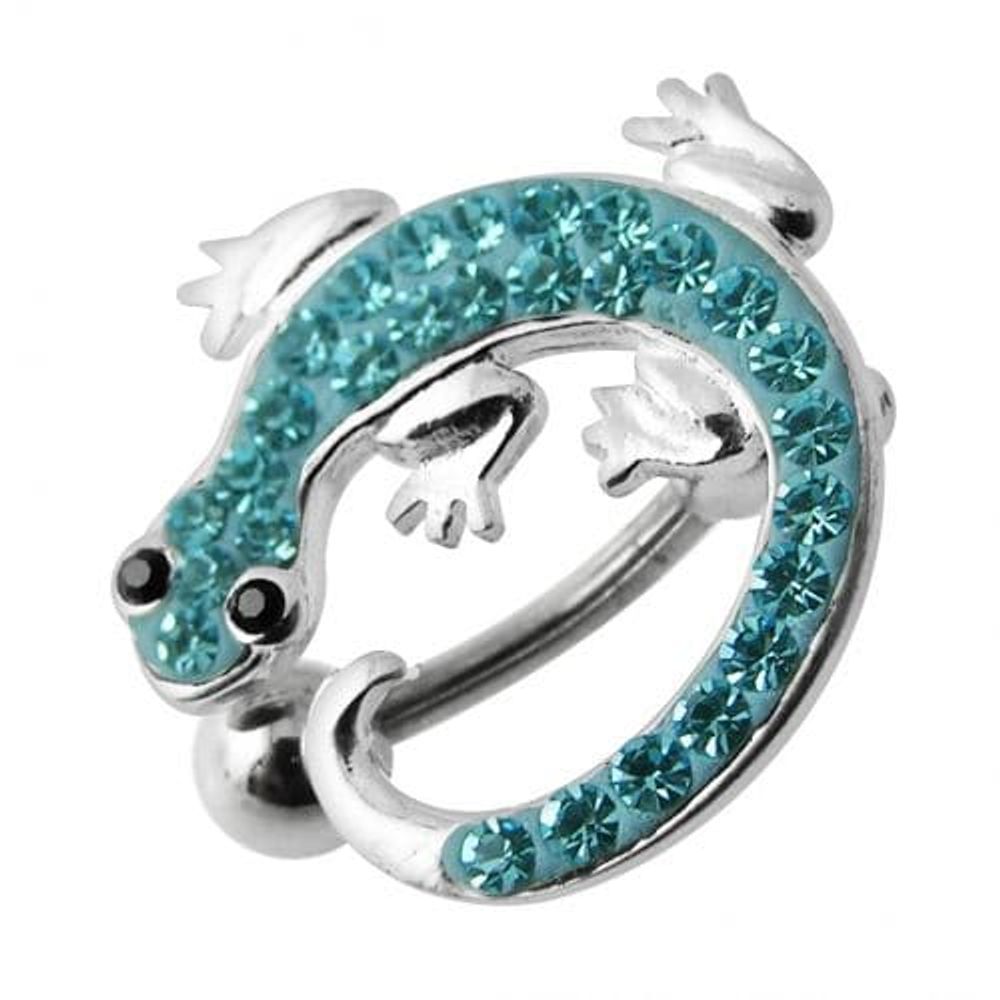 Anneau de nombril pendant en forme de lézard coloré avec bijoux fantaisie