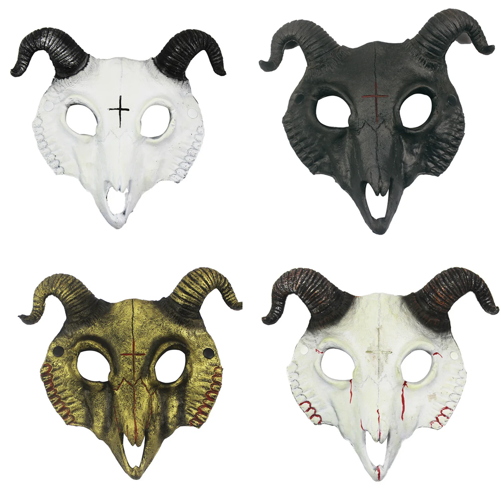 Masque de démon Halloween mascarade horreur mouton crâne corne tête masque bélier corne chèvre crâne masque Halloween fête Cosplay Costume décor