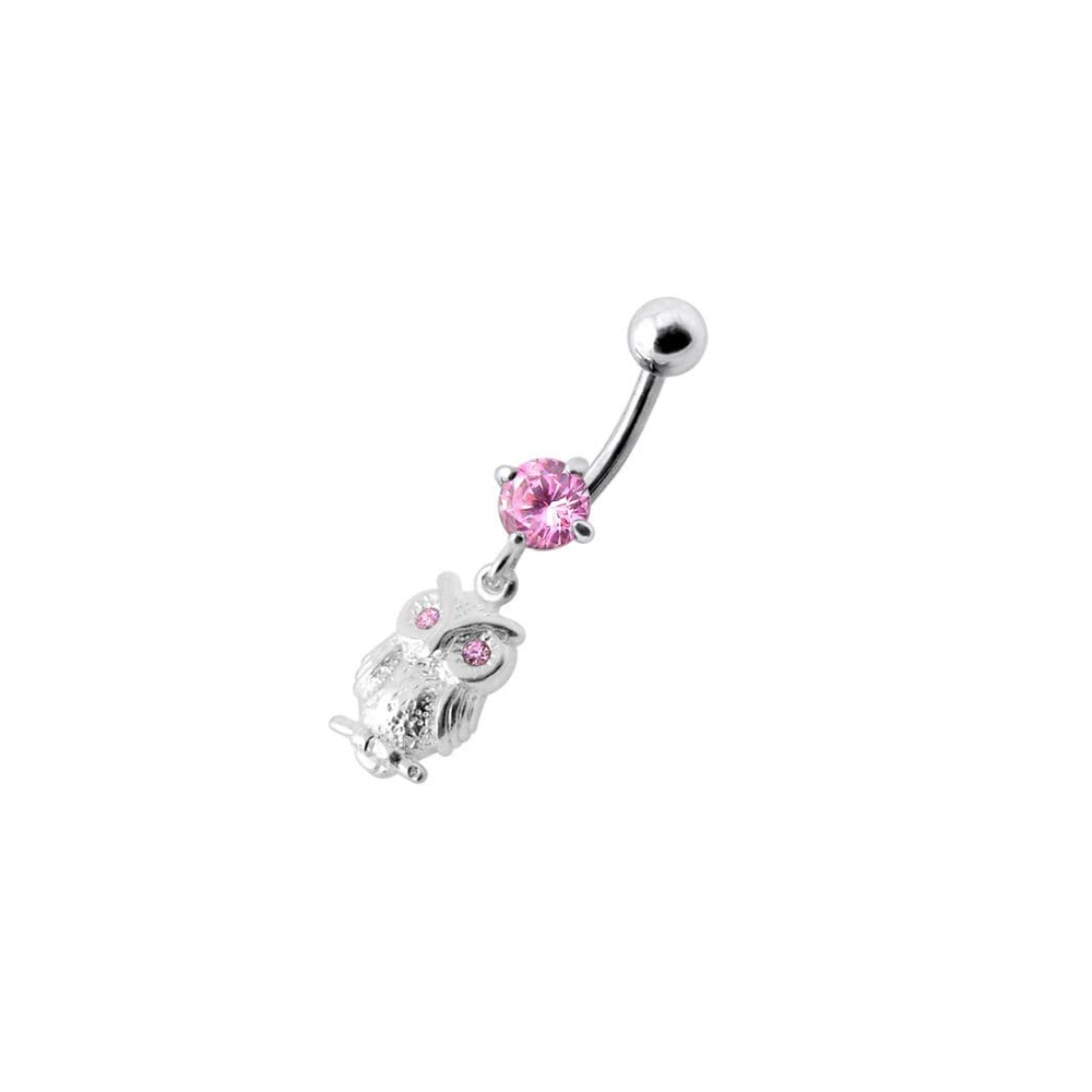Anneau de nombril en forme de hibou avec bijoux