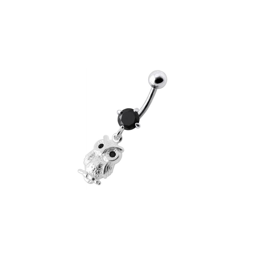 Anneau de nombril en forme de hibou avec bijoux