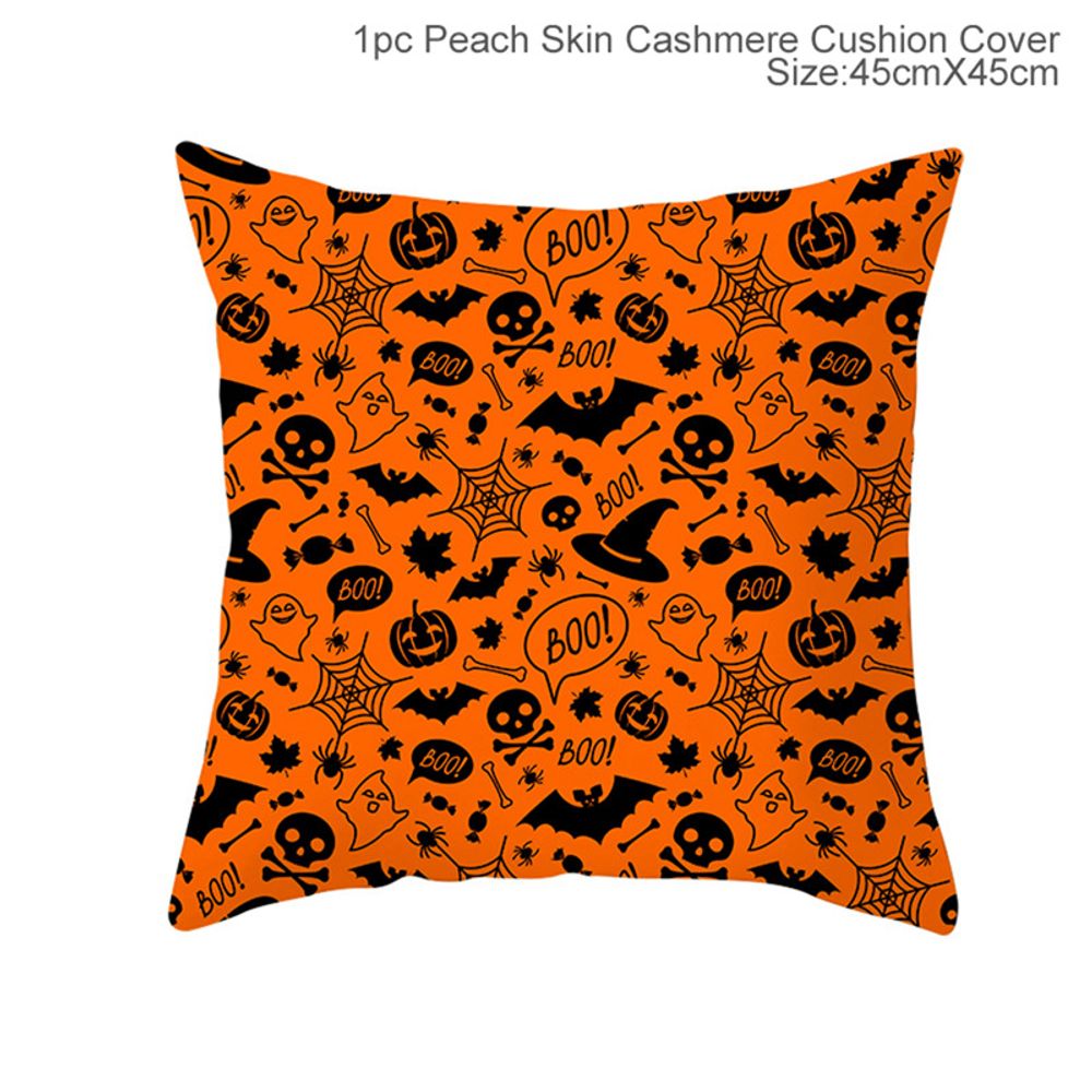 Décoration d'Halloween pour la maison, dessin animé, citrouille, chauve-souris, fantôme, taie d'oreiller, fournitures de fête d'Halloween, accessoires, ornement d'Halloween