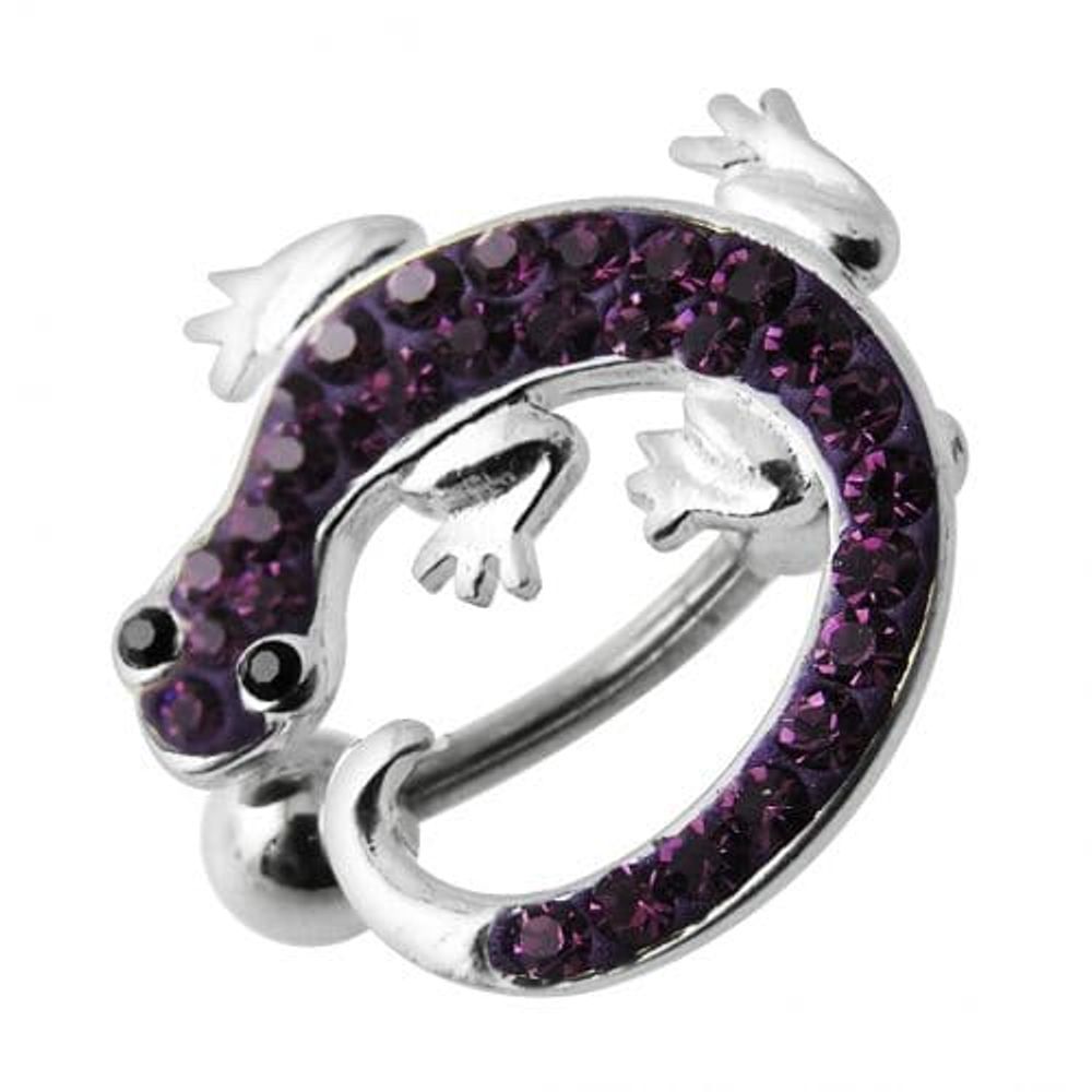 Anneau de nombril pendant en forme de lézard coloré avec bijoux fantaisie