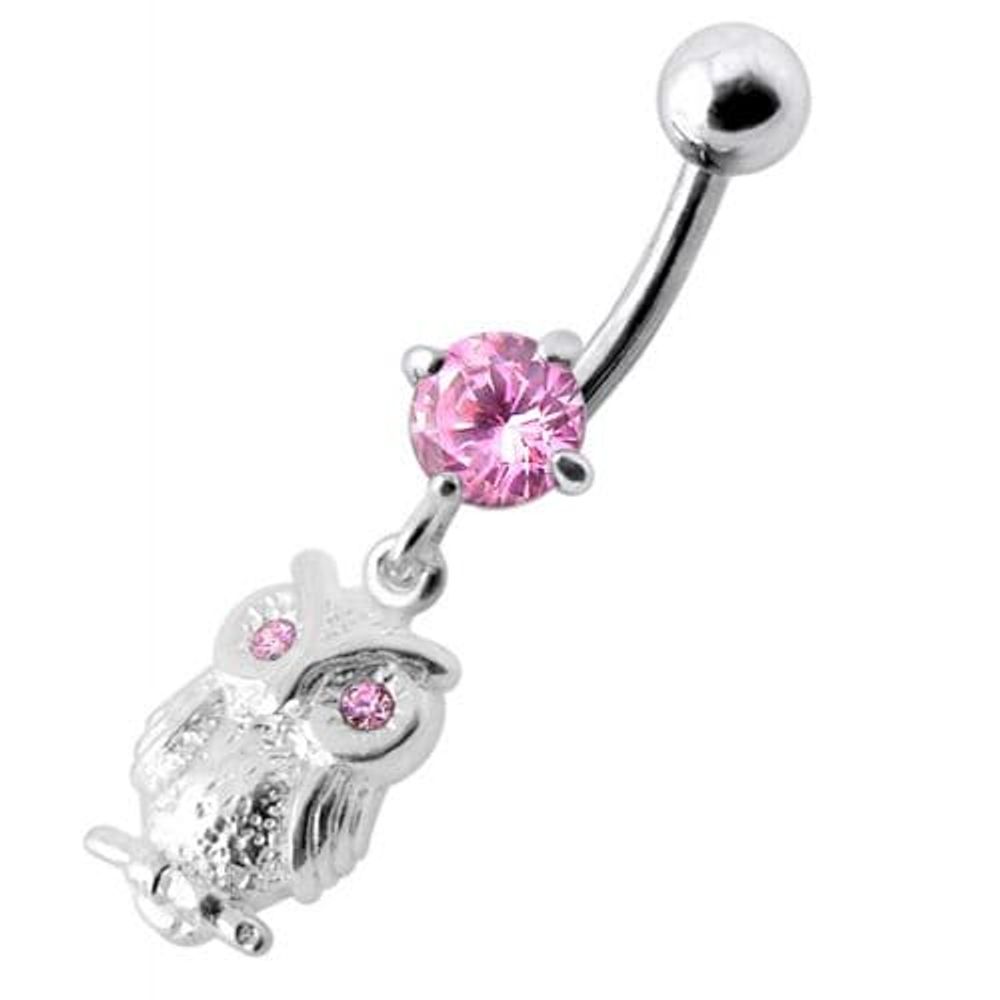 Anneau de nombril en forme de hibou avec bijoux