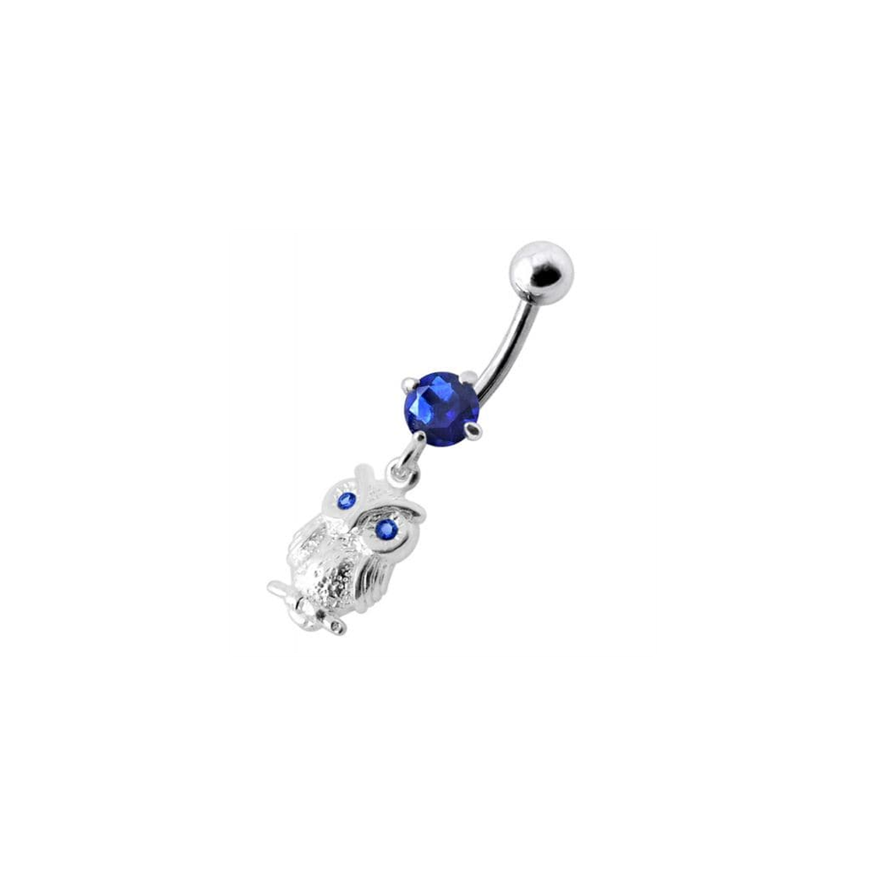 Anneau de nombril en forme de hibou avec bijoux