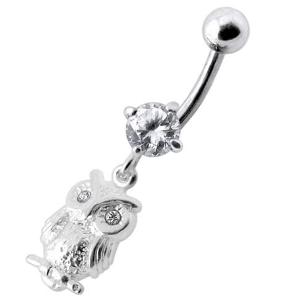 Anneau de nombril en forme de hibou avec bijoux