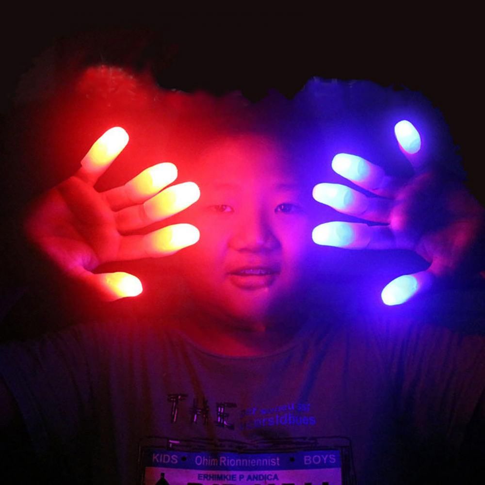 Lot de 2 jouets lumineux pour pouce et doigt, pour adulte, accessoire de tour de magie, clignotant à LED, pour fête d'Halloween, pour enfants